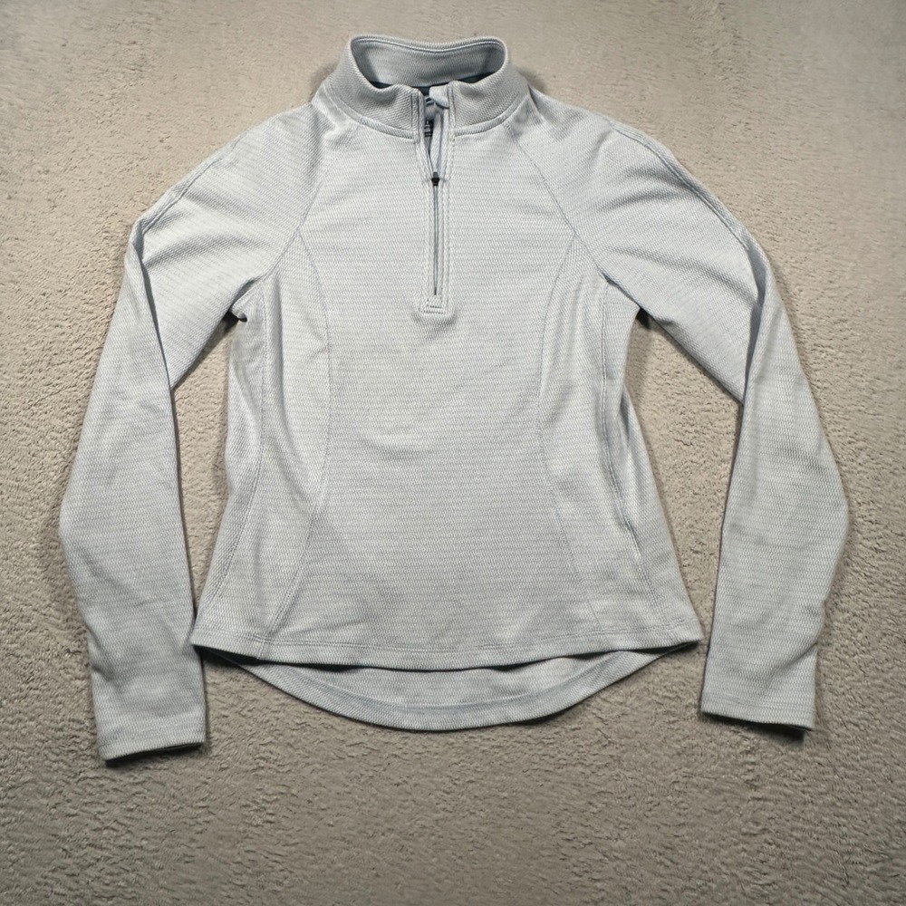 Avalanche‎ Pullover Women S Light Blue Quarter Zip Waffle Knit Thumbhole Active